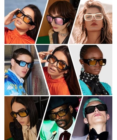 Y2K Sunglasses for Women Men Fashion Visor Sun Glasses Stylish Square Designer Shades Yellow - Black $12.87 Square