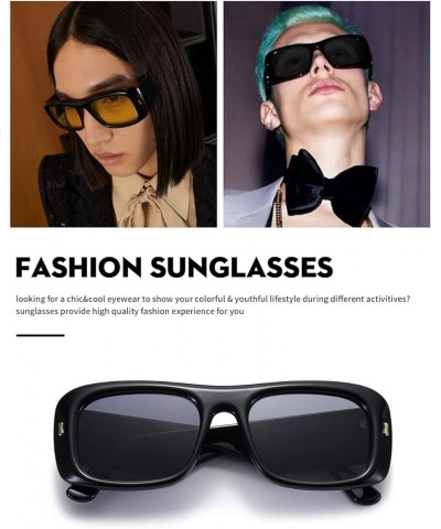 Y2K Sunglasses for Women Men Fashion Visor Sun Glasses Stylish Square Designer Shades Yellow - Black $12.87 Square