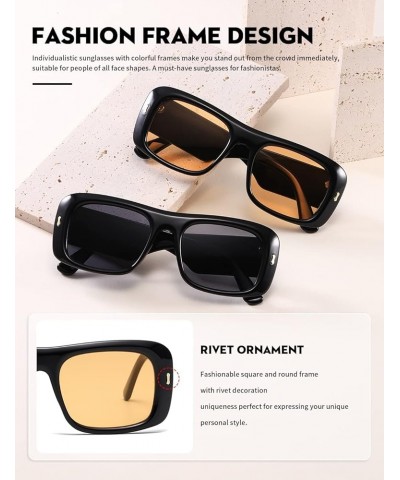 Y2K Sunglasses for Women Men Fashion Visor Sun Glasses Stylish Square Designer Shades Yellow - Black $12.87 Square