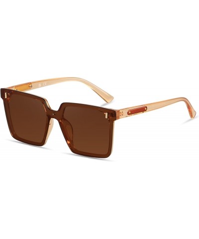 Modern Oversized Square Sunglasses Women Men Retro Womens Rimless Big Sun Glasses UV Protection Brown | Brown Lens $10.00 Square