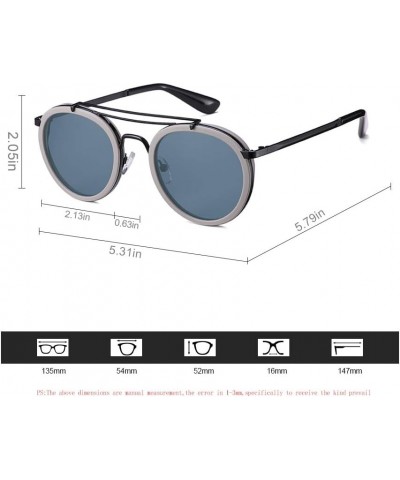 Vintage Steampunk Double Bridge Round Polarized Sunglasses Designer Metal Frame For Women Men G15 Lens + Blue Lens $14.74 Round