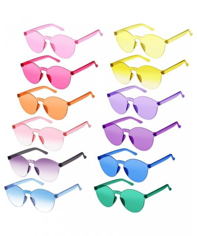 12 Pack Colored Glasses Round Rimless Sunglasses Transparent Candy Colored Sunglasses Tinted Eyewear Cool Sunglasses Assorted...