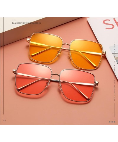 Fashion Large-Frame Metal Sunglasses for Men and Women Street Shooting Outdoor Vacation Sunshade (Color : D, Size : Medium) M...