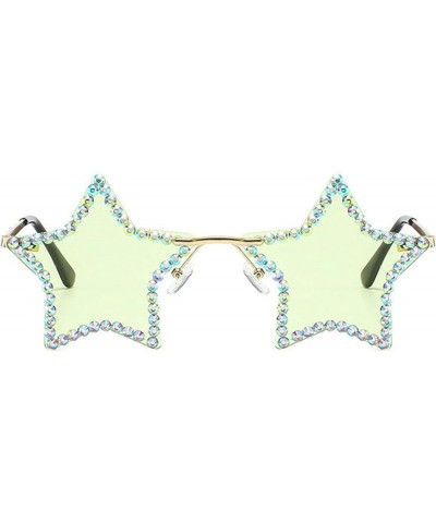 Rimless Star Shape Sunglasses UV400 Protection Fashion rhinestone Sun Glasses Party Glasses for Women Green $9.53 Rimless