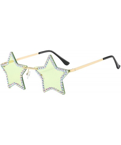 Rimless Star Shape Sunglasses UV400 Protection Fashion rhinestone Sun Glasses Party Glasses for Women Green $9.53 Rimless