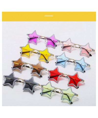 Rimless Star Shape Sunglasses UV400 Protection Fashion rhinestone Sun Glasses Party Glasses for Women Green $9.53 Rimless