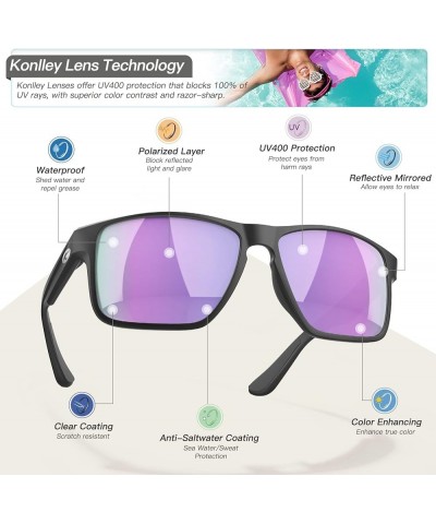 Floating Polarized Sunglasses, Water Sports Sunglasses for Men and Women Matte Black Frame/Violet Mirrored Lens $26.58 Square