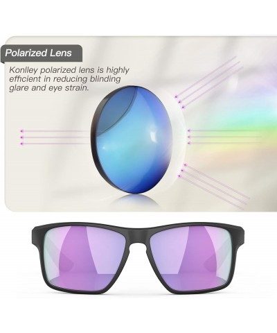 Floating Polarized Sunglasses, Water Sports Sunglasses for Men and Women Matte Black Frame/Violet Mirrored Lens $26.58 Square