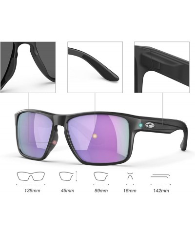 Floating Polarized Sunglasses, Water Sports Sunglasses for Men and Women Matte Black Frame/Violet Mirrored Lens $26.58 Square