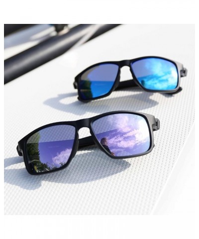 Floating Polarized Sunglasses, Water Sports Sunglasses for Men and Women Matte Black Frame/Violet Mirrored Lens $26.58 Square