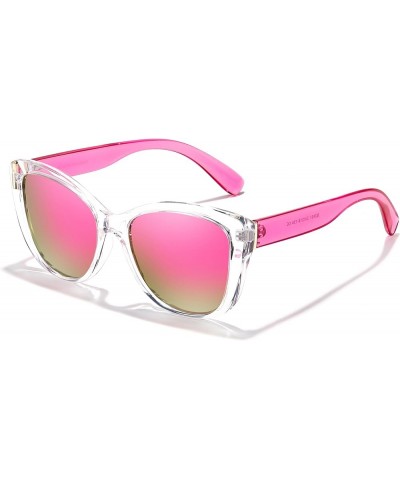 Polarized Vintage Sunglasses American Womens Square Jackie O Cat Eye Sunglasses B2451 Pink Mirror $10.25 Cat Eye