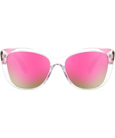 Polarized Vintage Sunglasses American Womens Square Jackie O Cat Eye Sunglasses B2451 Pink Mirror $10.25 Cat Eye