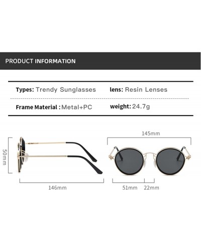 Fashion Metal Round Frame Men and Women Sunglasses Outdoor Vacation Beach Street Shooting Decorative Sunglasses (Color : I, S...