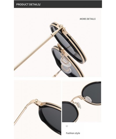 Fashion Metal Round Frame Men and Women Sunglasses Outdoor Vacation Beach Street Shooting Decorative Sunglasses (Color : I, S...