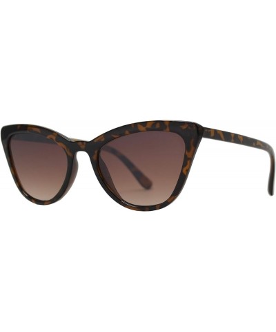 Retro Cat Eye Sunglasses with Flat Lens for Women 100% UV Protection Tortoise + Brown Gradient Lens $9.50 Cat Eye