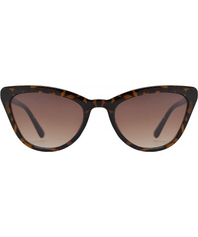 Retro Cat Eye Sunglasses with Flat Lens for Women 100% UV Protection Tortoise + Brown Gradient Lens $9.50 Cat Eye