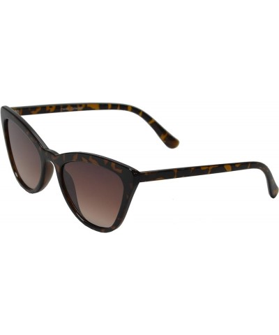 Retro Cat Eye Sunglasses with Flat Lens for Women 100% UV Protection Tortoise + Brown Gradient Lens $9.50 Cat Eye