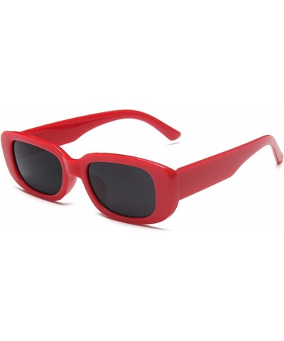 Rectangle Sunglasses for Women Narrow Square Frame UV400 Protection Retro Driving Glasses Vintage Fashion Red SMOKE $9.02 Square