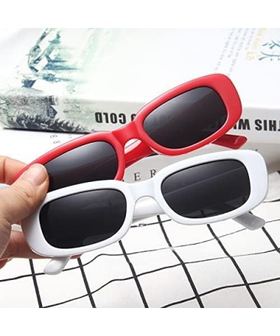 Rectangle Sunglasses for Women Narrow Square Frame UV400 Protection Retro Driving Glasses Vintage Fashion Red SMOKE $9.02 Square