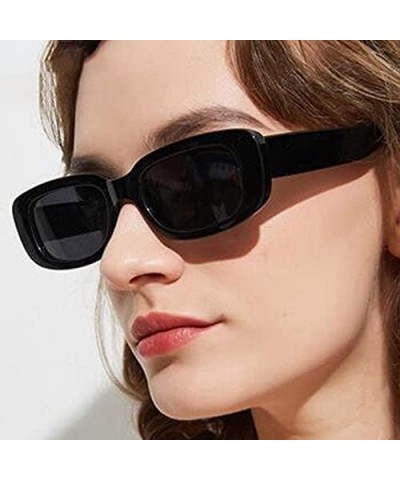 Rectangle Sunglasses for Women Narrow Square Frame UV400 Protection Retro Driving Glasses Vintage Fashion Red SMOKE $9.02 Square