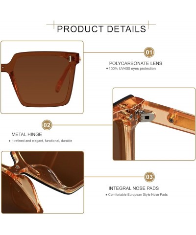 Modern Oversized Square Sunglasses Women Men Retro Womens Rimless Big Sun Glasses UV Protection Brown | Brown Lens $10.00 Square