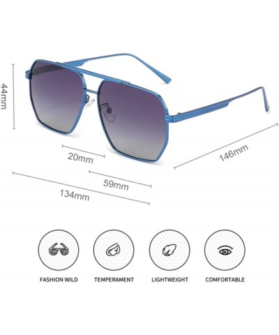 Retro Polarized Sunglasses Women Men Oversized Square Fashion Shades Glasses Classic Large Metal Frame Sun-Glasses Blue/Grey ...