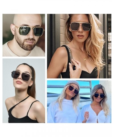 Retro Polarized Sunglasses Women Men Oversized Square Fashion Shades Glasses Classic Large Metal Frame Sun-Glasses Blue/Grey ...