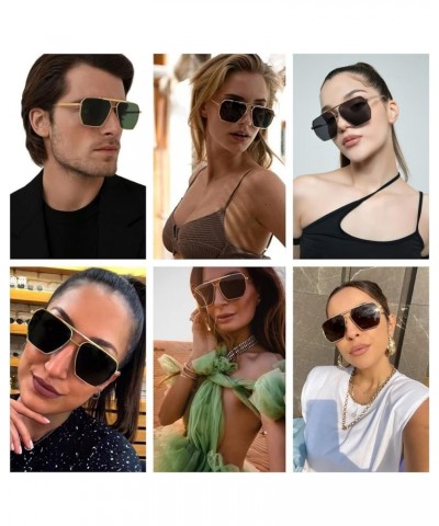 Retro Polarized Sunglasses Women Men Oversized Square Fashion Shades Glasses Classic Large Metal Frame Sun-Glasses Blue/Grey ...