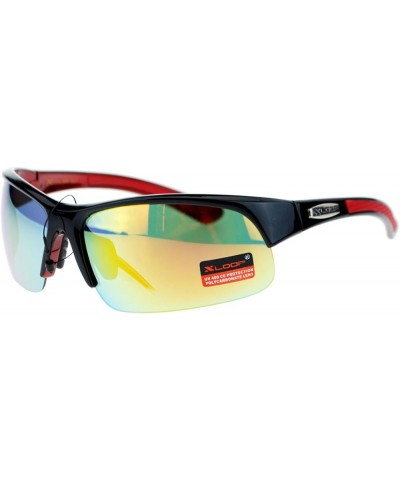 Xloop Mens Sunglasses Half Rim Sports Wrap Around Frame UV 400 Red orange mirror $8.61 Rimless