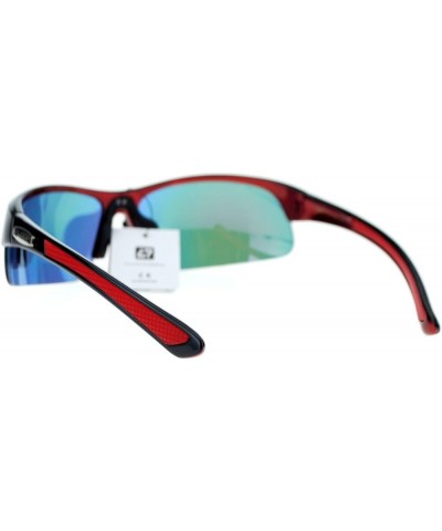 Xloop Mens Sunglasses Half Rim Sports Wrap Around Frame UV 400 Red orange mirror $8.61 Rimless