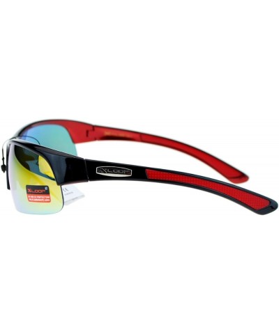 Xloop Mens Sunglasses Half Rim Sports Wrap Around Frame UV 400 Red orange mirror $8.61 Rimless