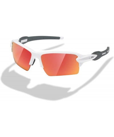 Sunglasses Men and Womens Polarized Sports Sun Glasses K1463 Matte White Frame Red Lens $12.99 Sport