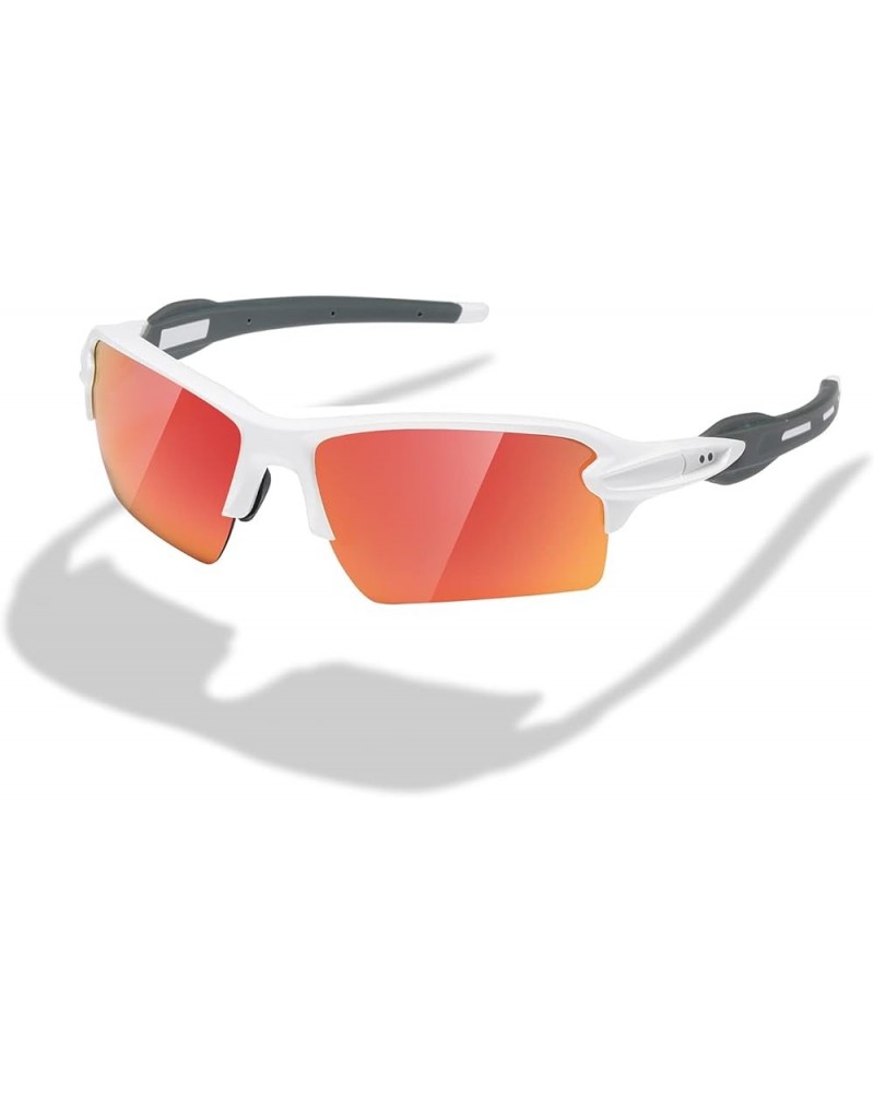 Sunglasses Men and Womens Polarized Sports Sun Glasses K1463 Matte White Frame Red Lens $12.99 Sport