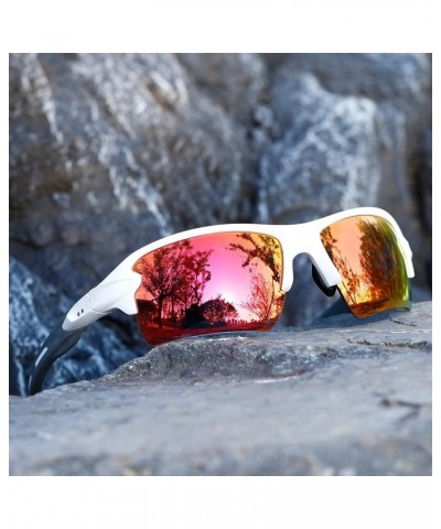 Sunglasses Men and Womens Polarized Sports Sun Glasses K1463 Matte White Frame Red Lens $12.99 Sport