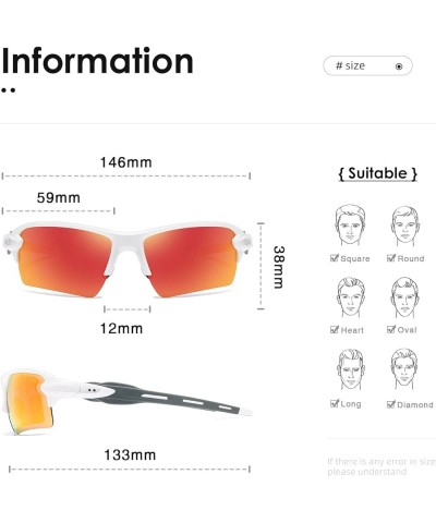 Sunglasses Men and Womens Polarized Sports Sun Glasses K1463 Matte White Frame Red Lens $12.99 Sport