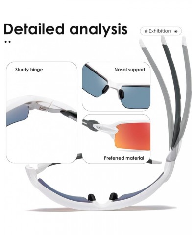 Sunglasses Men and Womens Polarized Sports Sun Glasses K1463 Matte White Frame Red Lens $12.99 Sport