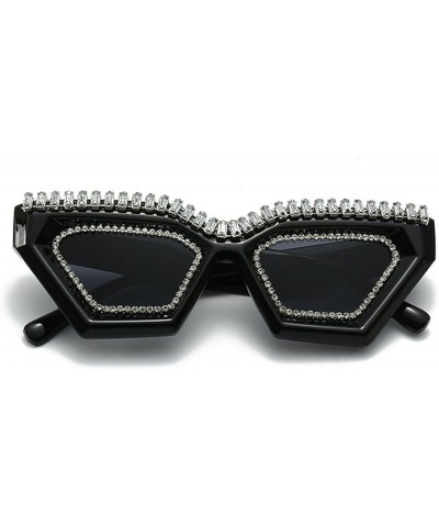 Fashion Rhinestone Cat Sunglasses Women Vintage Red Black Gradient Hip Hop Square Y2K Sun Glasses Men Black-white $10.44 Desi...