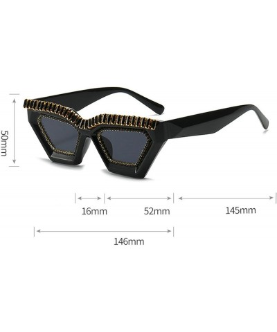 Fashion Rhinestone Cat Sunglasses Women Vintage Red Black Gradient Hip Hop Square Y2K Sun Glasses Men Black-white $10.44 Desi...