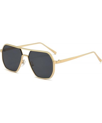 Double beam square metal men's and women's sunglasses retro outdoor vacation sunglasses gift B $11.22 Designer