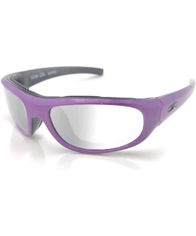 Sun Rider Transition Mirror Lens Sunglasses with Purple Frame Transition Mirror Silver $129.54 Designer