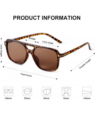 Retro 70s Sunglasses Women Men, Vintage Double Bridge Sun Glasses Tinted Lens Shades PH2226 Tortoise $8.69 Square