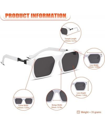 70s Retro Square Sunglasses for Women Men Fashion Designer Rectangle Sun Glasses Vintage Hexagonal Frame White $12.38 Square