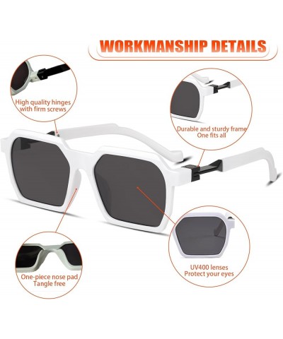 70s Retro Square Sunglasses for Women Men Fashion Designer Rectangle Sun Glasses Vintage Hexagonal Frame White $12.38 Square