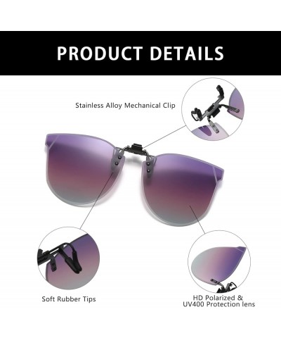 Polarized Clip-on Sunglasses - Rimless Flip Up Glasses UV Protection Cat Eye Sunglasses for Women Men Driving Outdoor Gradien...