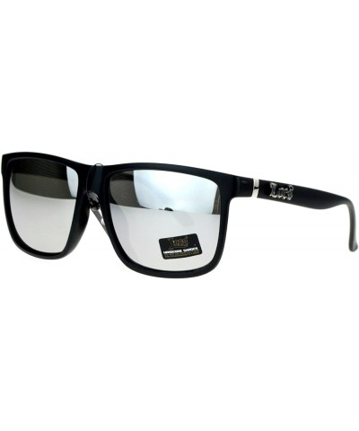 Mens Locs Sunglasses Matte Black Square Frame Mirror Lens UV400 Matte Black silver mirror $8.67 Square