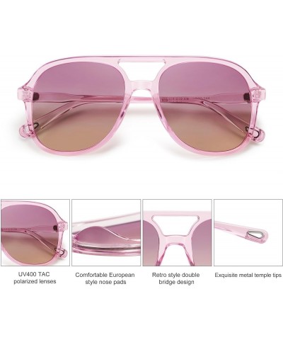 Retro Polarized Aviator Sunglasses for Women Men Classic 70s Vintage Trendy Square Aviators SJ2174 Clear Purple/Purple Gradie...