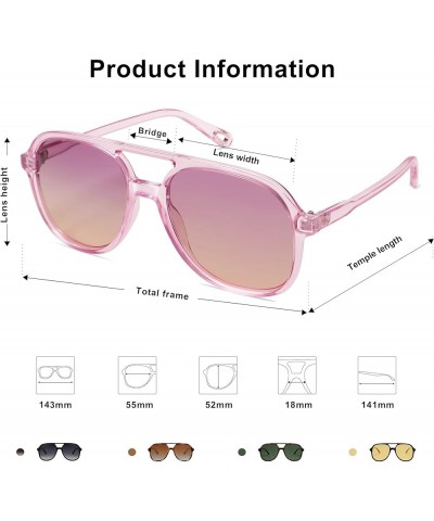 Retro Polarized Aviator Sunglasses for Women Men Classic 70s Vintage Trendy Square Aviators SJ2174 Clear Purple/Purple Gradie...