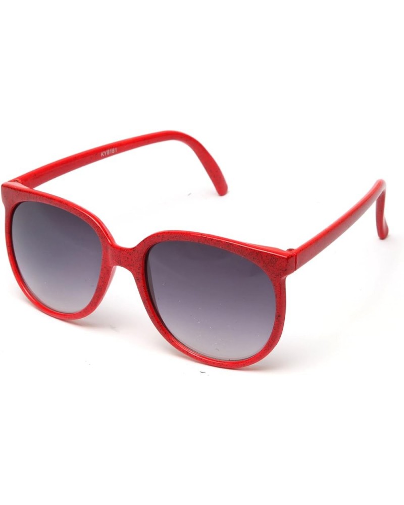 Women's Speckled Design Round Slim Temple Sunglasses Red $6.02 Goggle