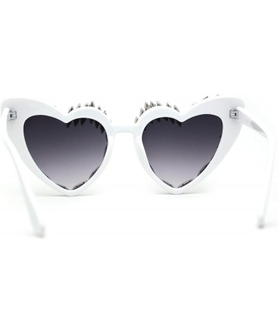 Womens Full Heavy Rhinestone Jewel Heart Shape Sunglasses White Smoke $11.37 Designer