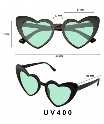 Heart Shape Cat Eye Sunglasses Heart Retro Vintage Women Fashion Shades Eyewear (Black Green) $10.57 Cat Eye